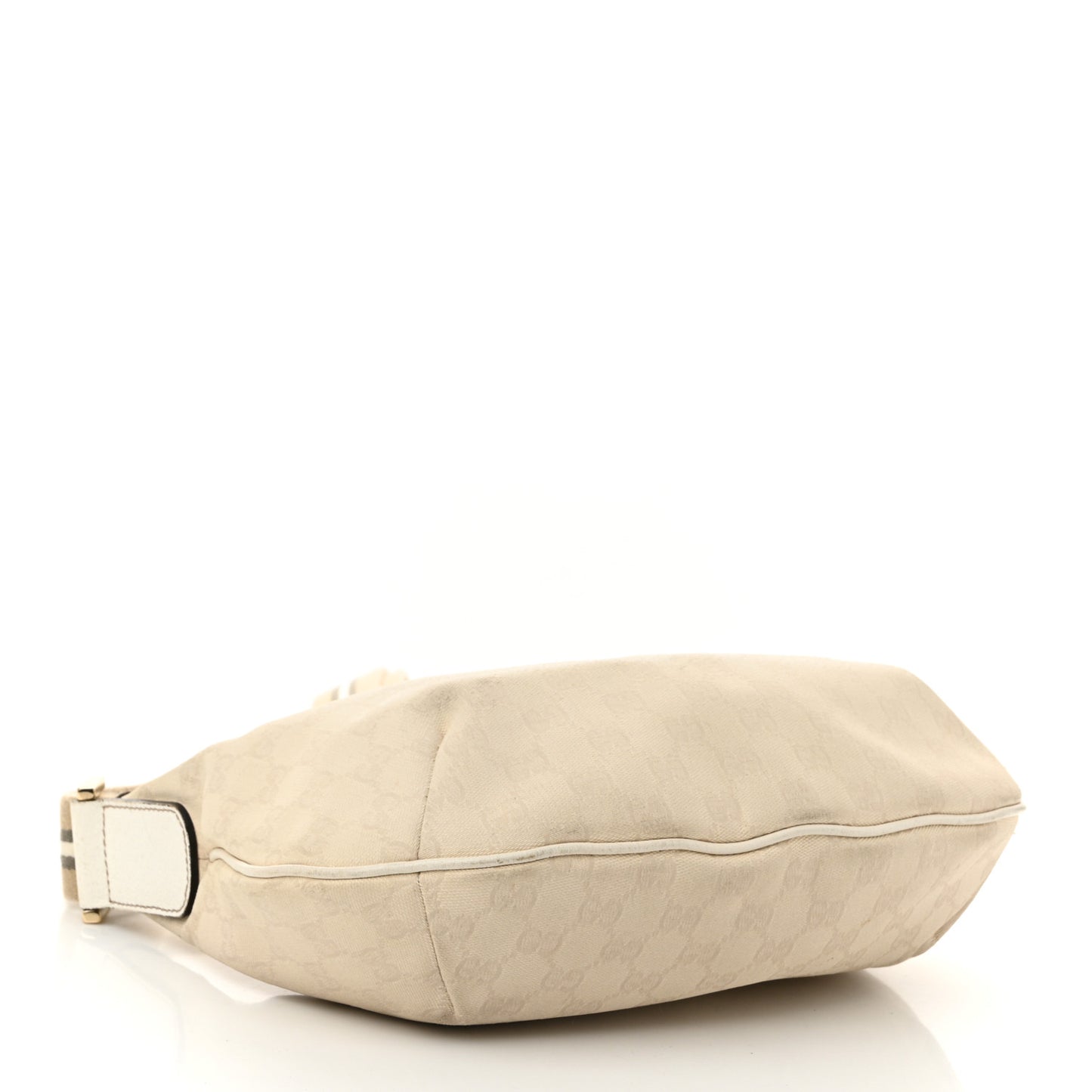 Monogram Web Medium Half Moon Hobo White