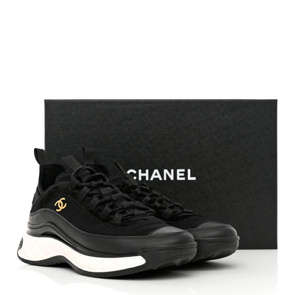 Chanel Velvet Calfskin Mixed Fibers CC Sneakers 37.5 Black 9 of 9