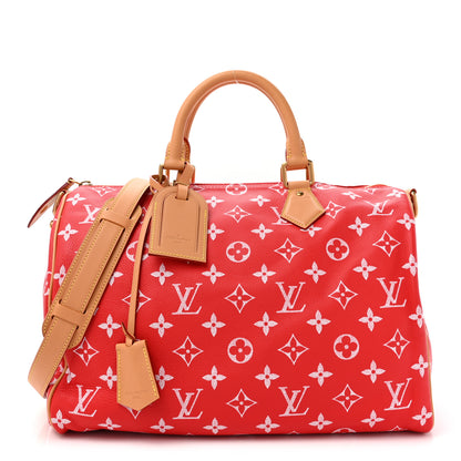 Louis Vuitton LOUIS VUITTON Calfskin Monogram Speedy P9 Bandouliere 40 Red 1 of 14