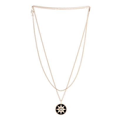 Christian Dior 18K Rose Gold Diamond Black Onyx Rose Des Vents Medallion Necklace 3 of 7