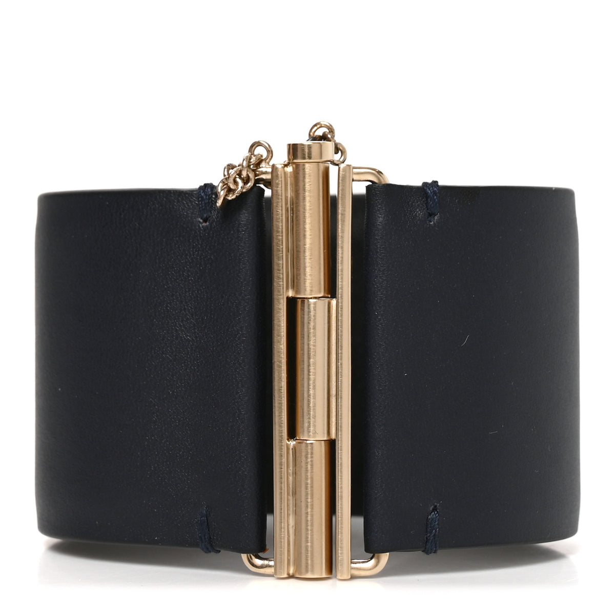 Calfskin CC Wide Cuff M Navy Gold