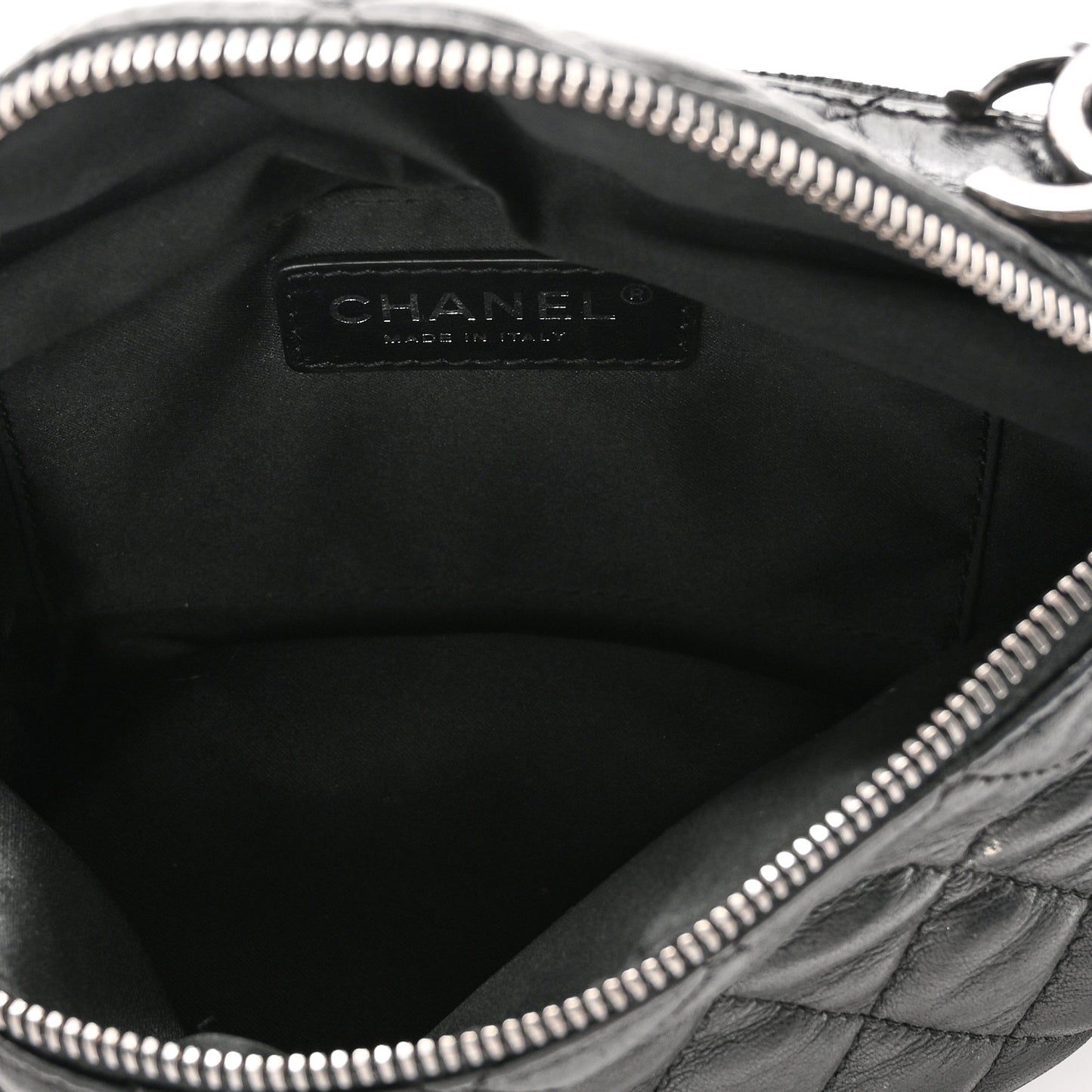 Lambskin Quilted Banane Waist Bag Fanny Pack Black