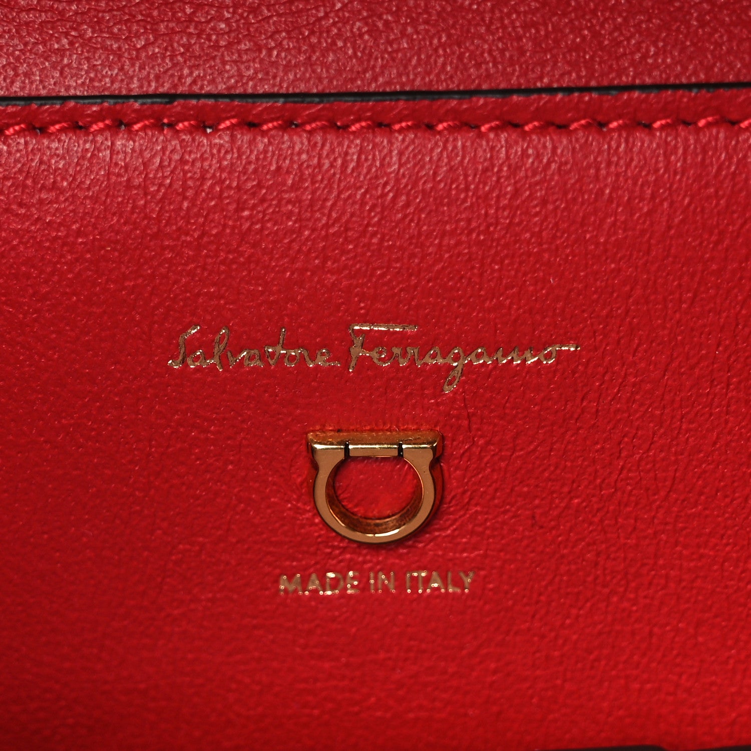 Salvatore Ferragamo Calfskin Gancini Embossed Trifolio Top Handle Bag Lipstick 6 of 8