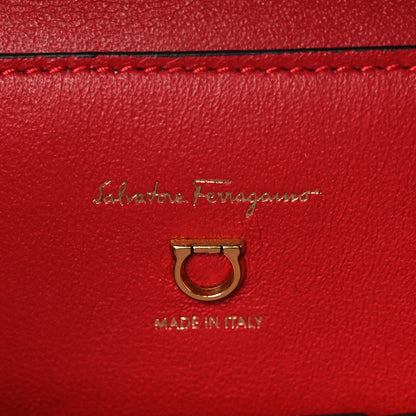 Salvatore Ferragamo Calfskin Gancini Embossed Trifolio Top Handle Bag Lipstick 6 of 8