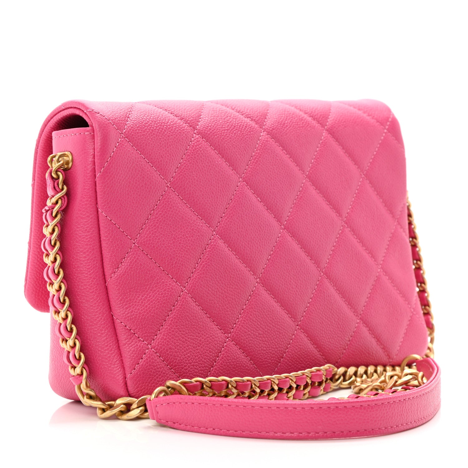 Chanel Shiny Caviar Quilted Small Chain Melody Flap Dark Pink 3 of 11