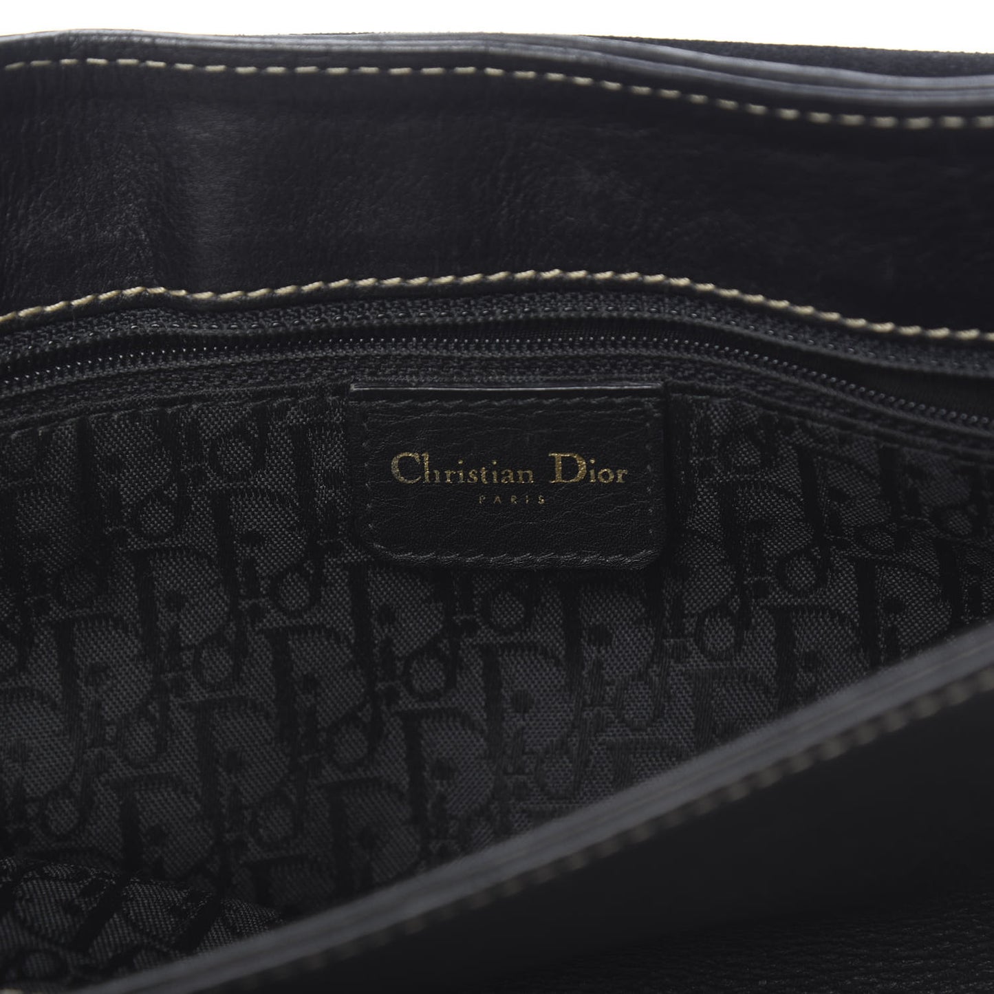 Grained Calfskin Double Saddle Bag Black