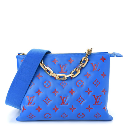 Louis Vuitton Lambskin Embossed Monogram Vuittamins Coussin PM Blue Red 1 of 8