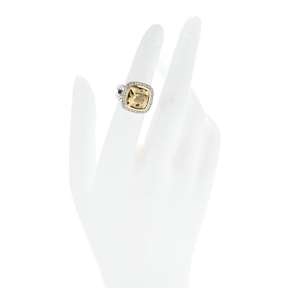 David Yurman Sterling Silver 18K Yellow Gold Diamond Citrine 11mm Albion Ring 49 5 2 of 6