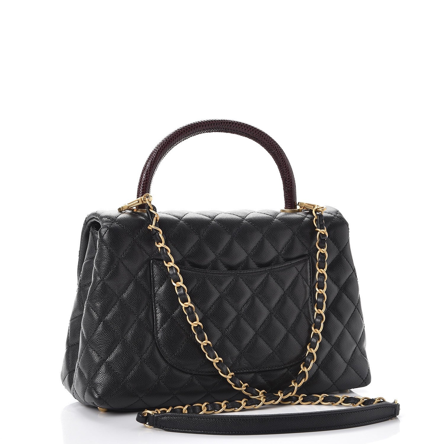 Chanel Caviar Lizard Quilted Small Coco Handle Flap Black 3 of 8