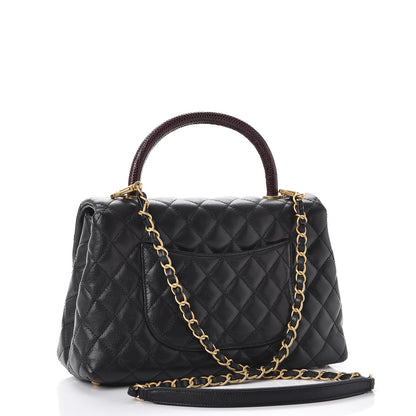 Chanel Caviar Lizard Quilted Small Coco Handle Flap Black 3 of 8