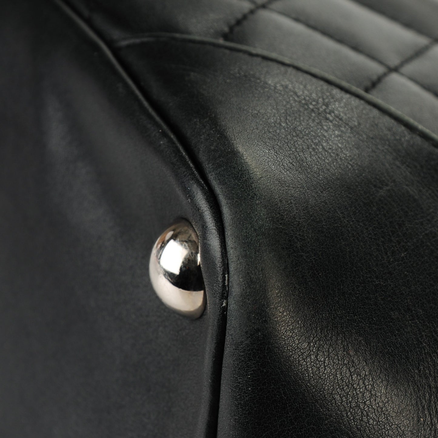 Calfskin Quilted Large Cambon Tote Black