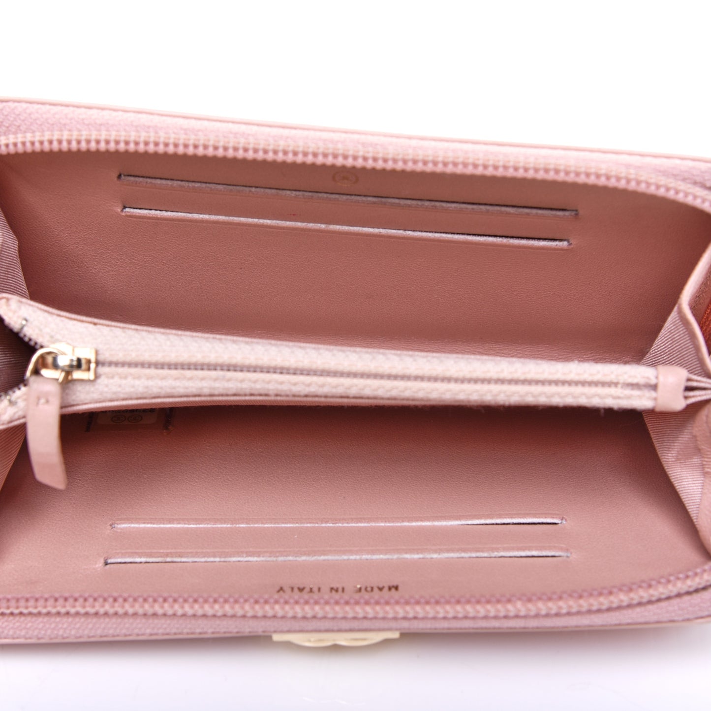 Patent Quilted Small Boy Zip Around Wallet Light Pink