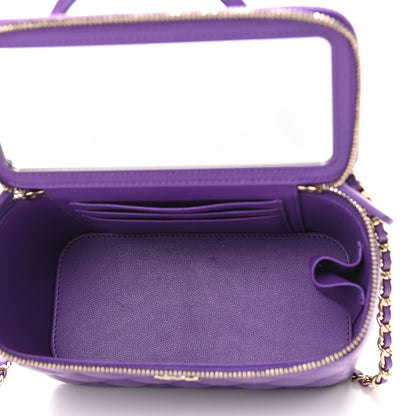 Chanel Lambskin Quilted Small Top Handle Vanity Case With Chain Purple 5 of 12