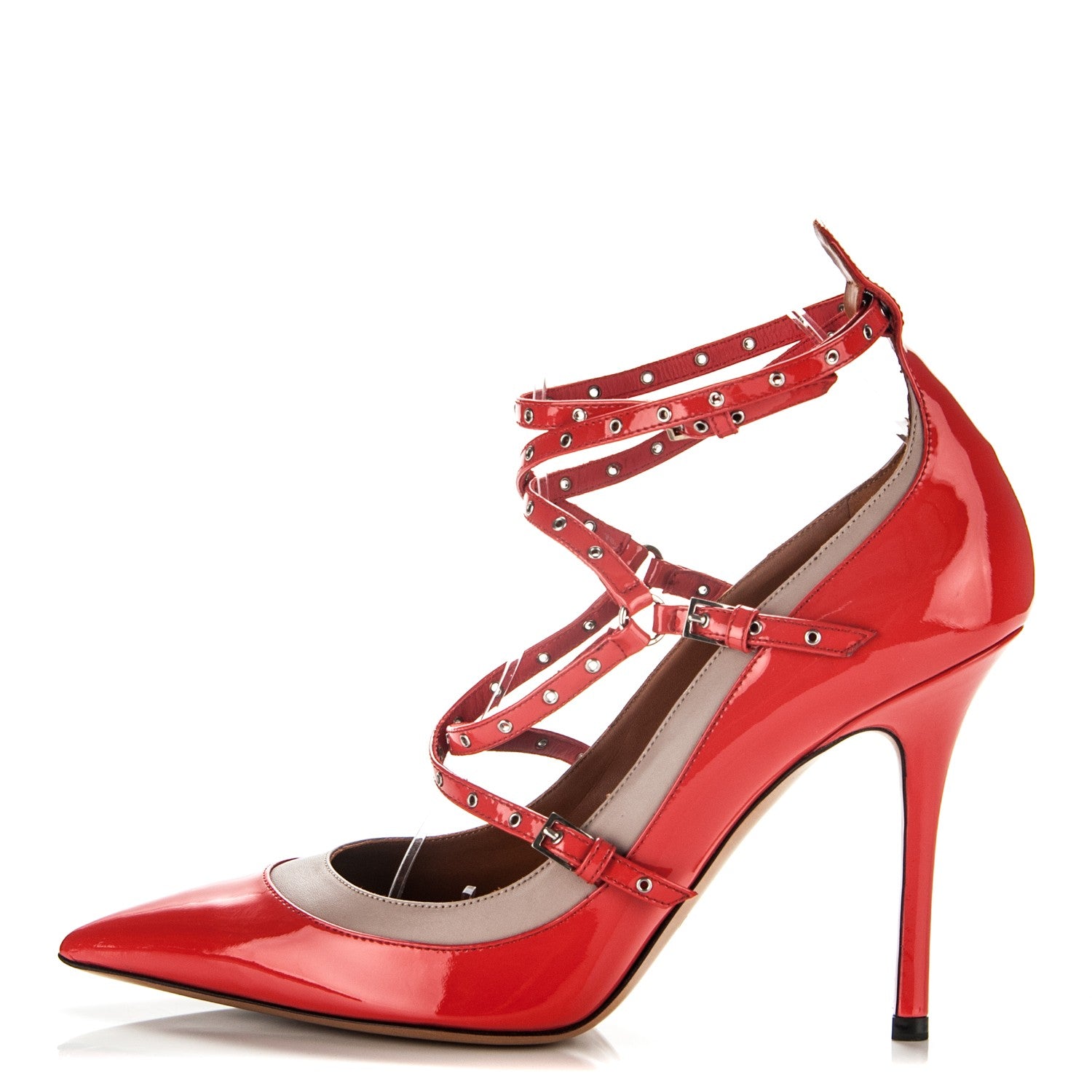 Valentino Garavani Patent Love Latch 100mm Pumps 40.5 Deep Coral Poudre 1 of 6