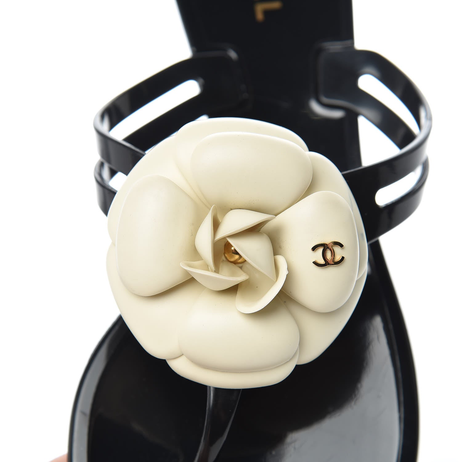 Chanel Jelly Camellia Thong Sandals 40 Black Ivory 13 of 16