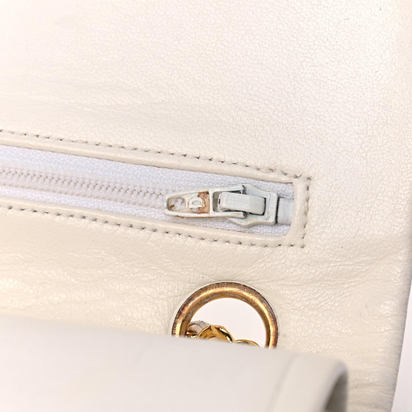 Lambskin Quilted Small Double Flap White