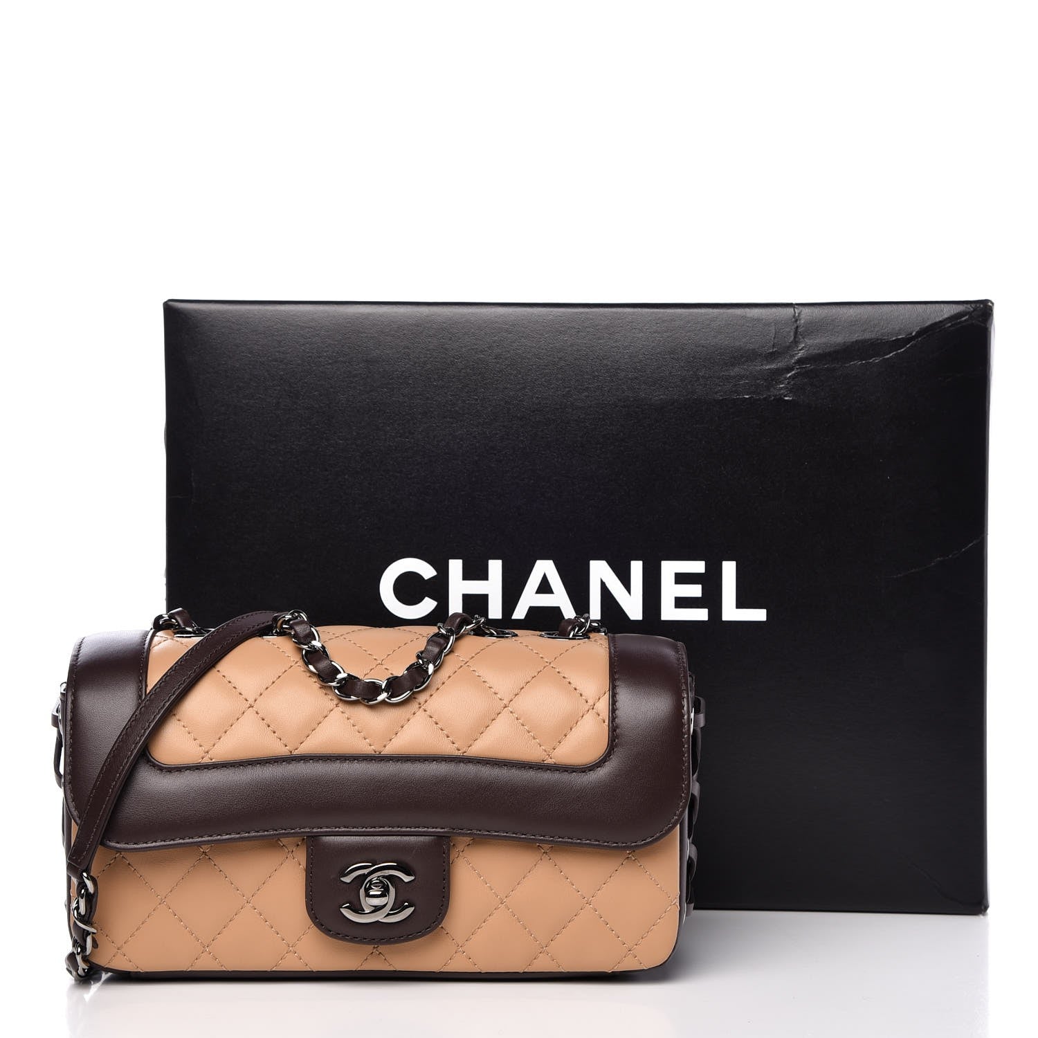 Chanel Calfskin Quilted Small Coco Corset Flap Brown Beige 8 of 8