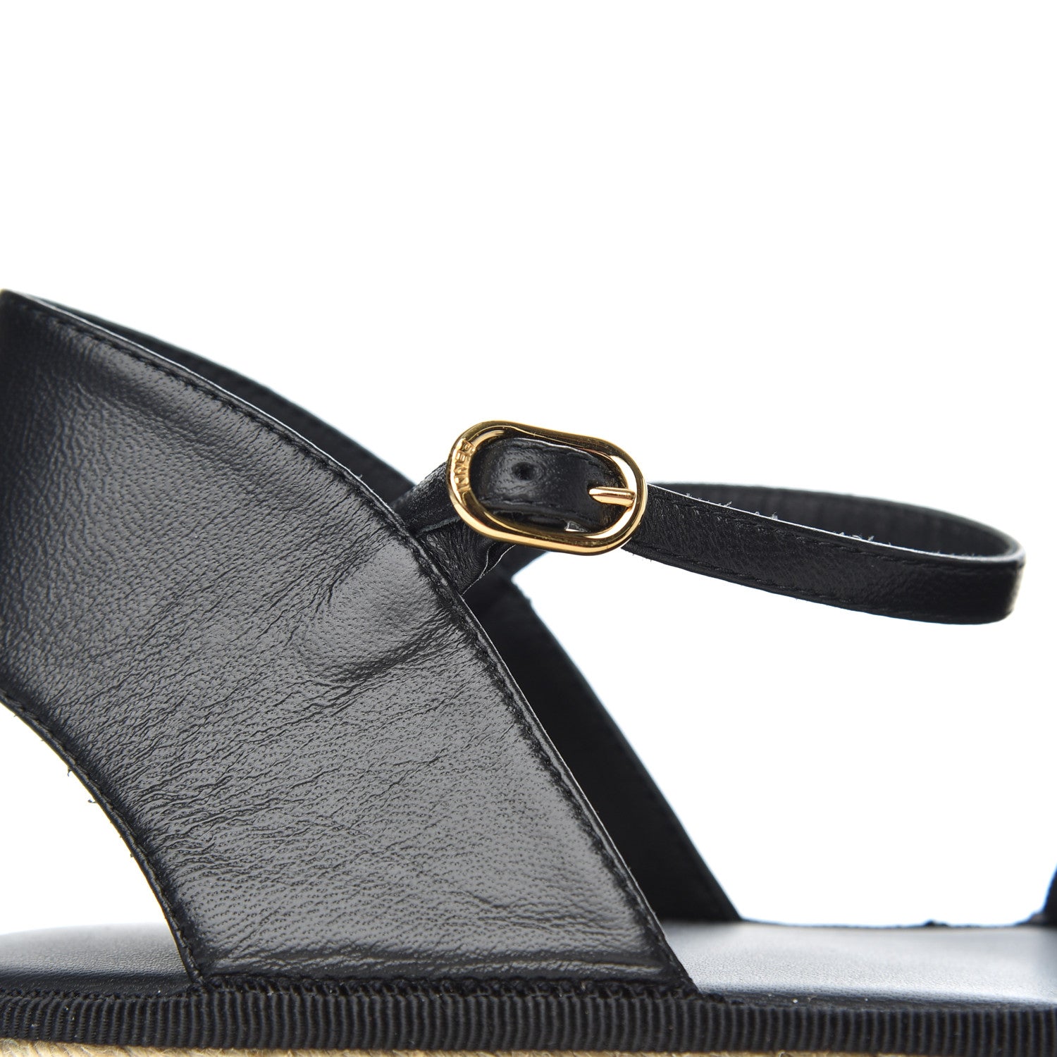 Fendi Nappa FF Embossed Espadrille Platform Sandals 37 Black 11 of 12