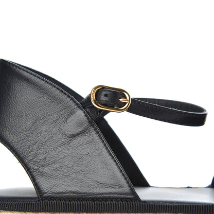 Fendi Nappa FF Embossed Espadrille Platform Sandals 37 Black 11 of 12