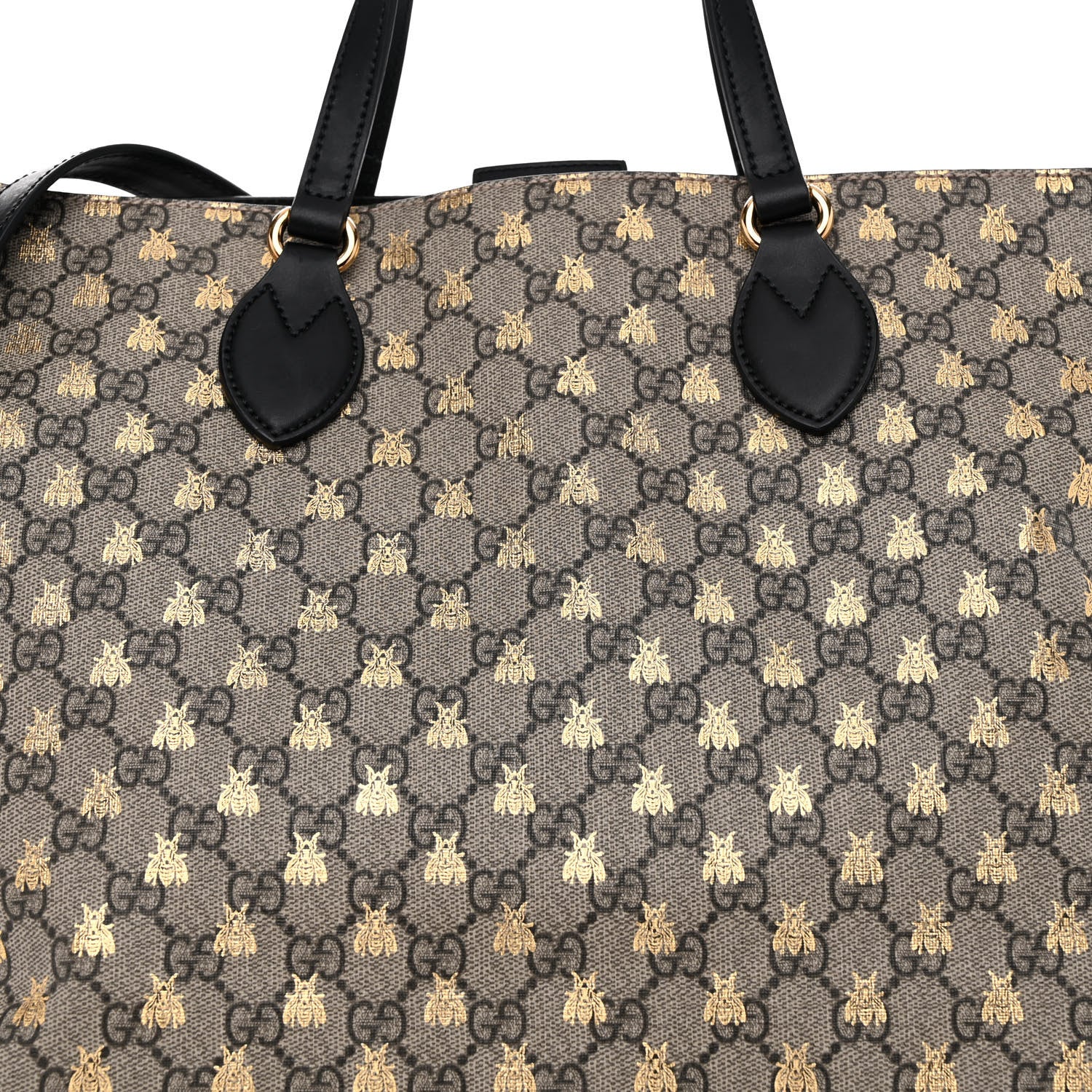 Gucci Soft GG Supreme Monogram Bees Medium Crossbody Tote Beige Oro Black 8 of 10