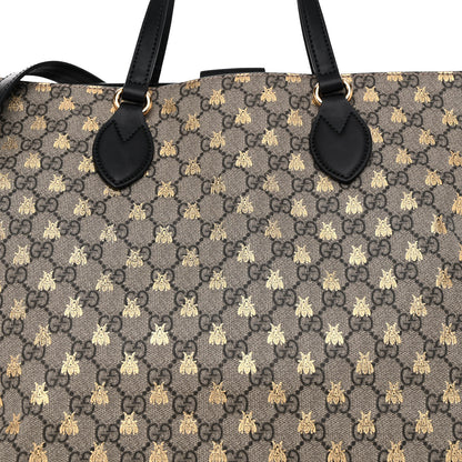Gucci Soft GG Supreme Monogram Bees Medium Crossbody Tote Beige Oro Black 8 of 10
