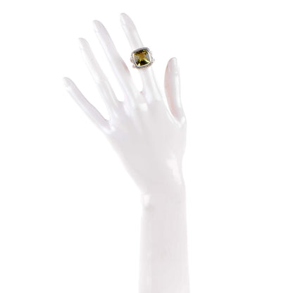 David Yurman Sterling Silver 18K White Gold Diamond Lemon Quartz 14mm Albion Ring 47 4 11 of 12