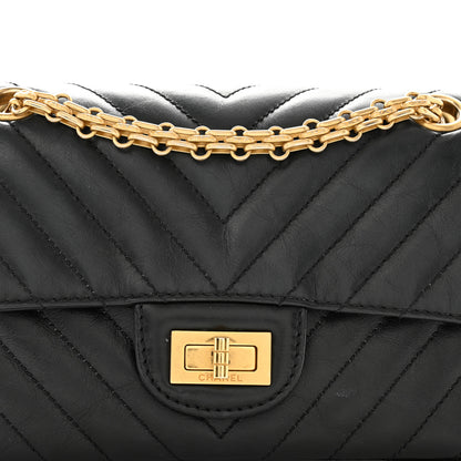 Chanel Aged Calfskin Chevron Quilted 2.55 Reissue Mini Flap Black 8 of 11
