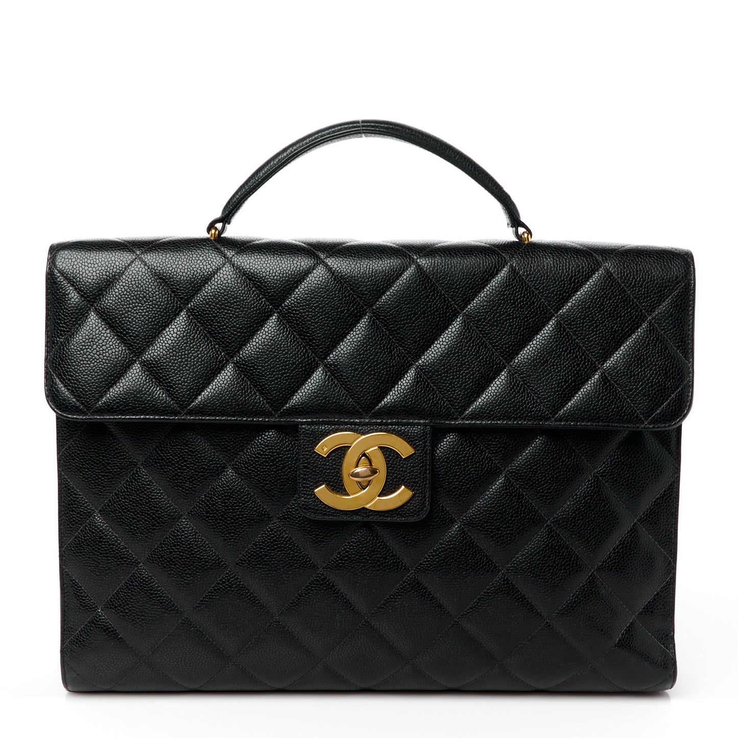 Caviar Quilted Briefcase Laptop Bag Black