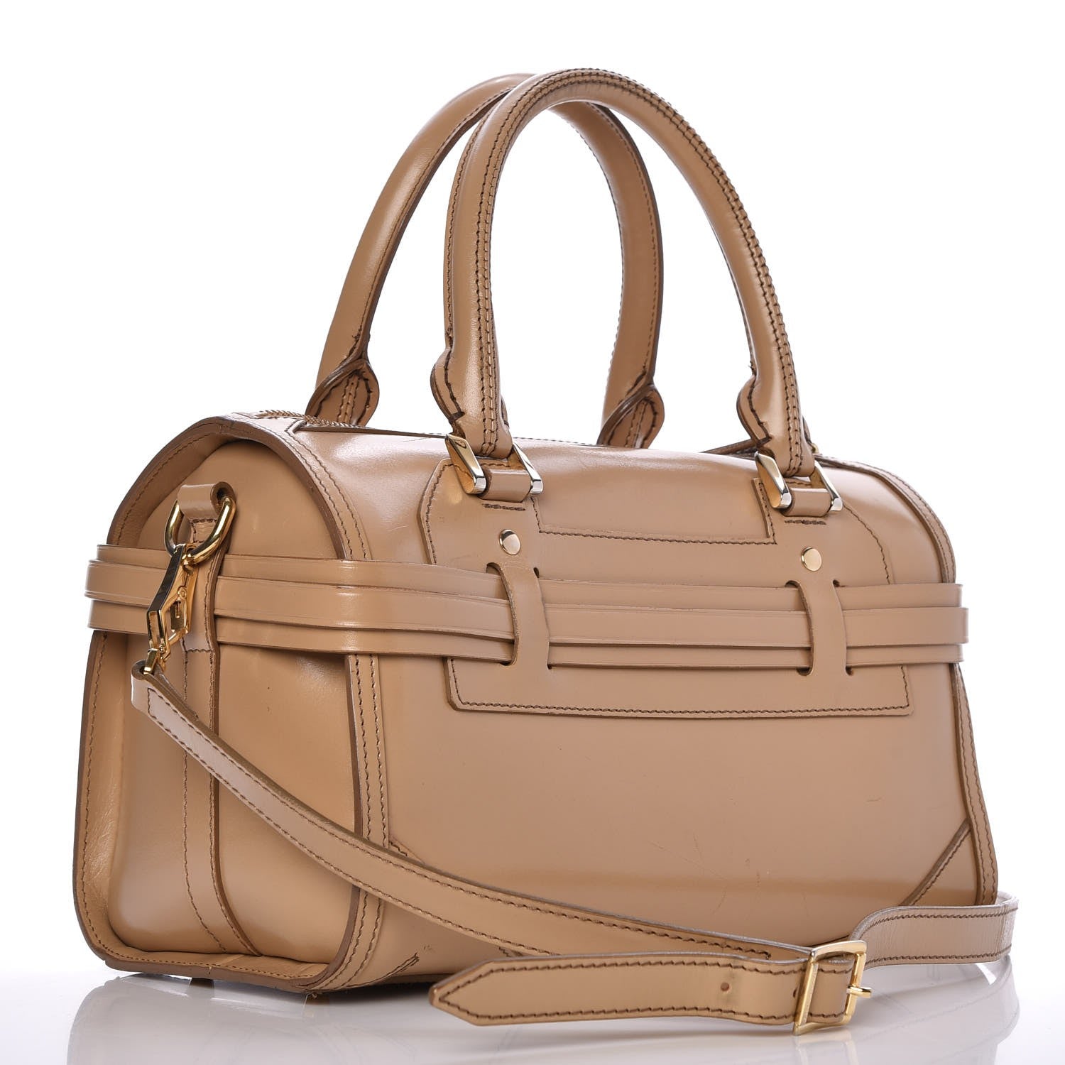 Burberry Polished Bridle Calfskin Medium Chester Bowling Bag Trench 3 of 16