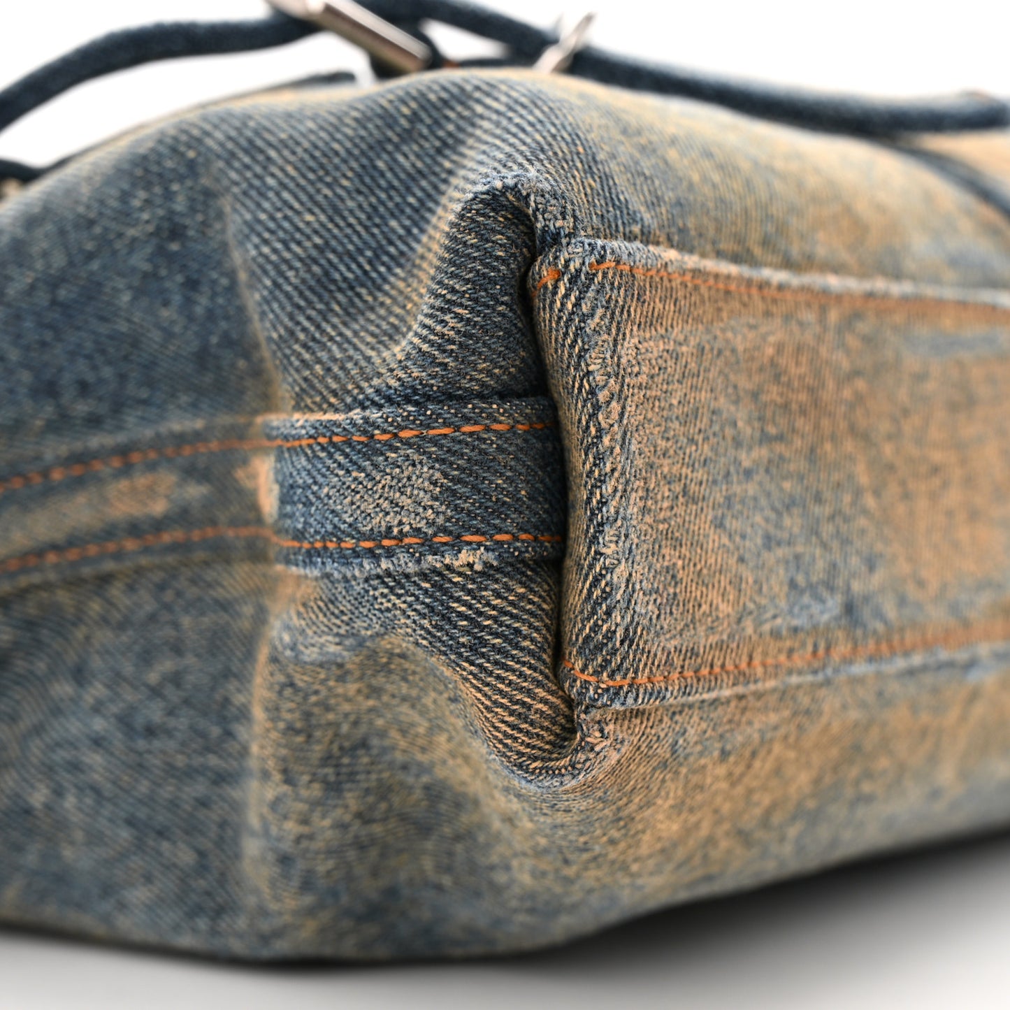 Washed Denim Medium Voyou Bag Military Blue