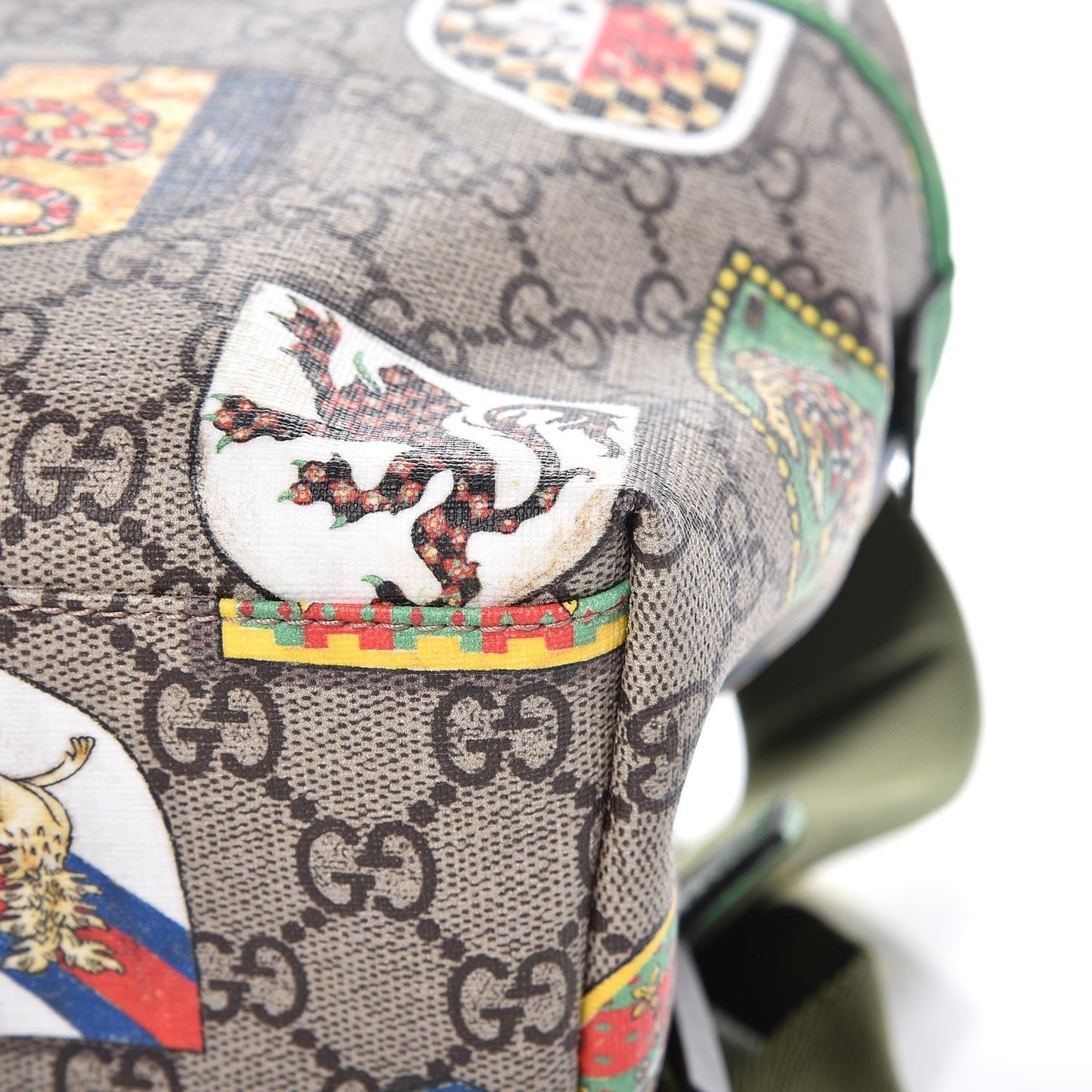 GG Supreme Monogram Children's Crests Backpack Green
