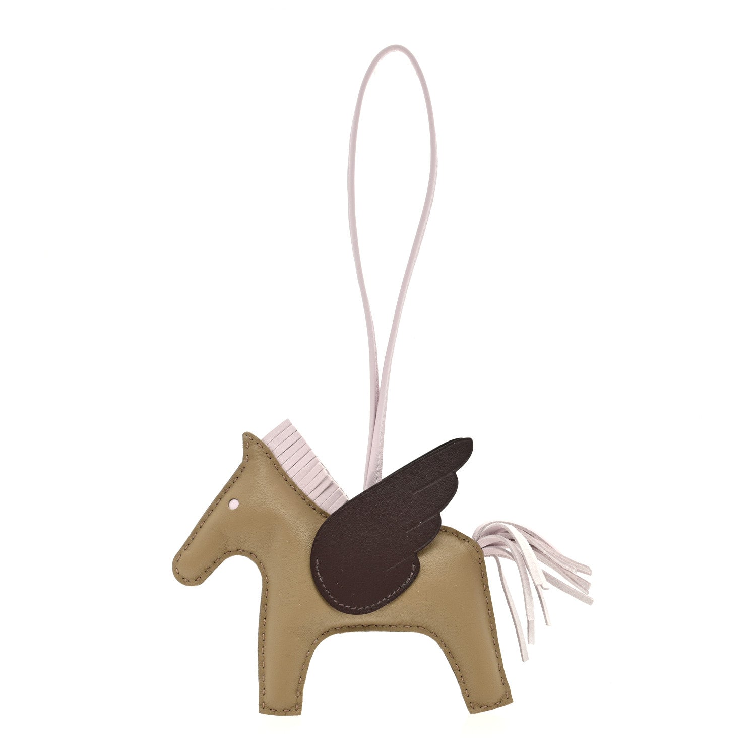Hermes Milo Lambskin Grigri Rodeo Pegase Horse Bag Charm MM Beige Marfa Mauve Pale Moka 1 of 4