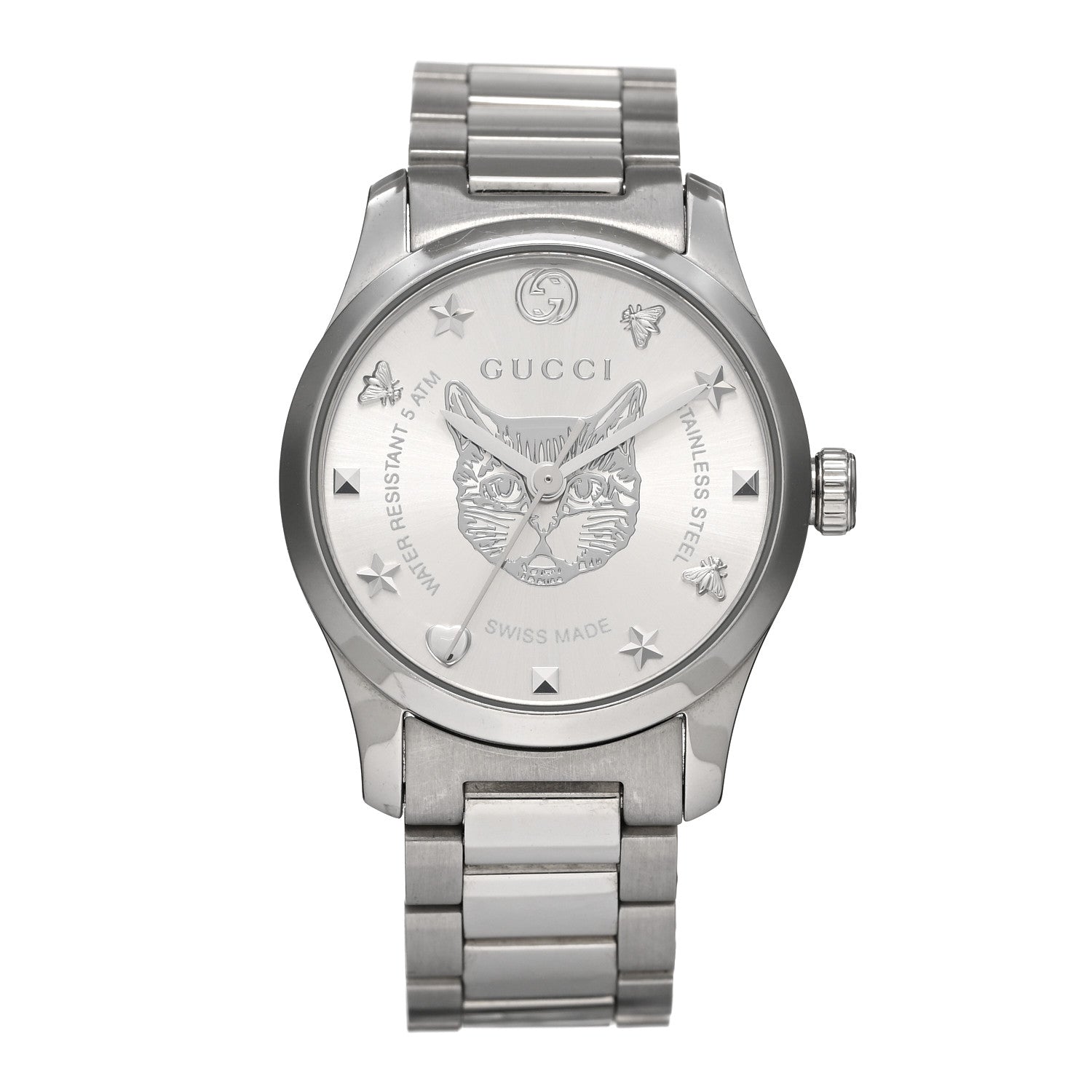 Gucci Stainless Steel 27mm G-Timeless Cat Quartz Watch 1 of 4