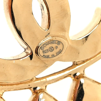 Chanel Metal Crystal CC Drop Heart Link Earrings Gold 4 of 4