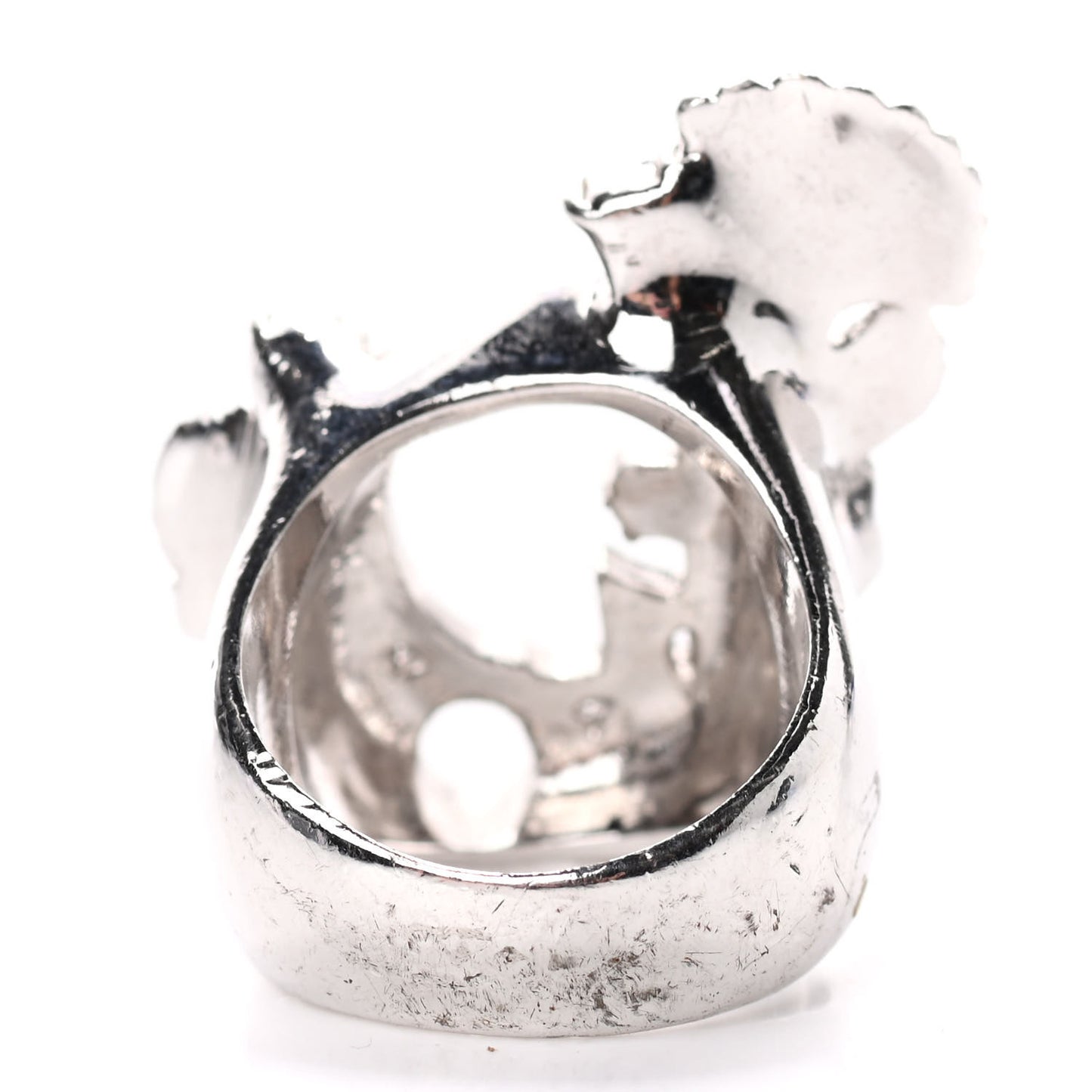 Enamel Crystal Ring 7 Silver Black