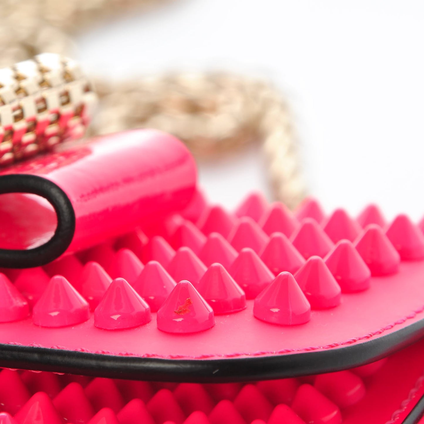Patent Spiked Sweety Charity Crossbody Bag Neon Pink