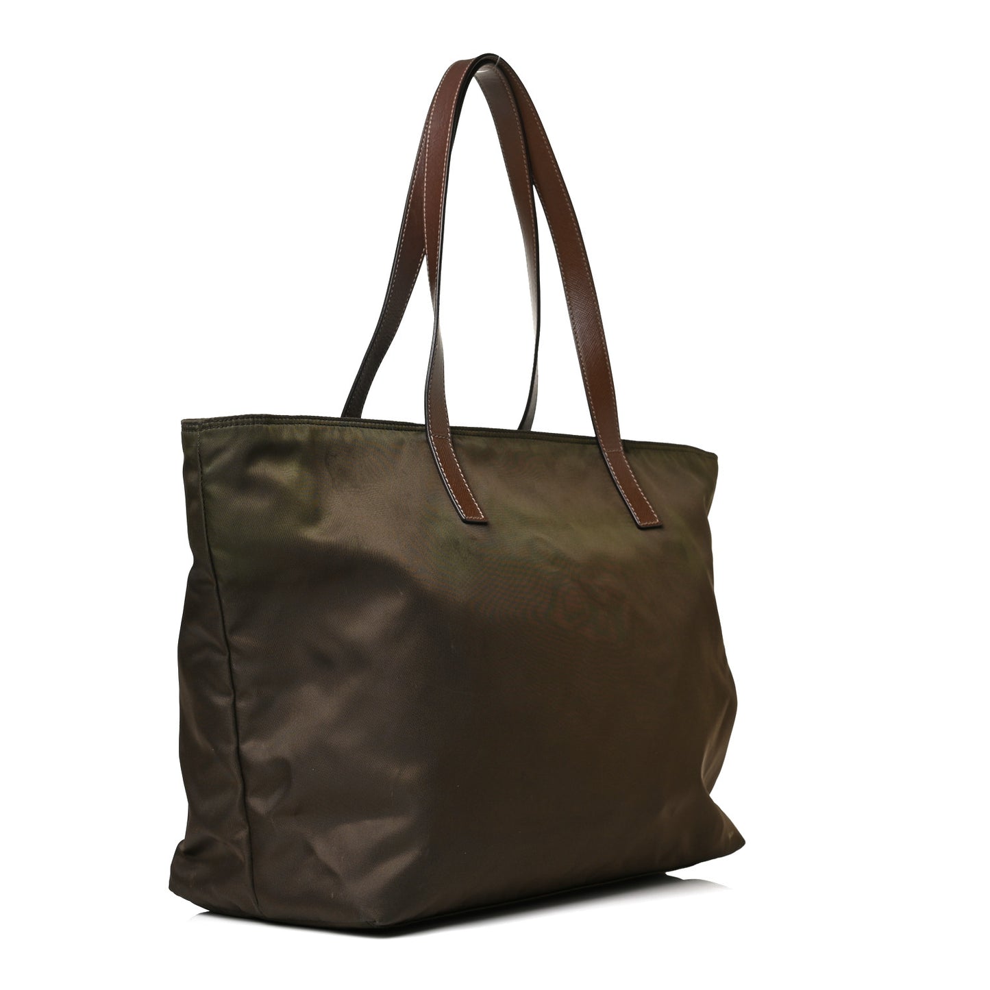 Tessuto Nylon Saffiano Shopping Tote Green