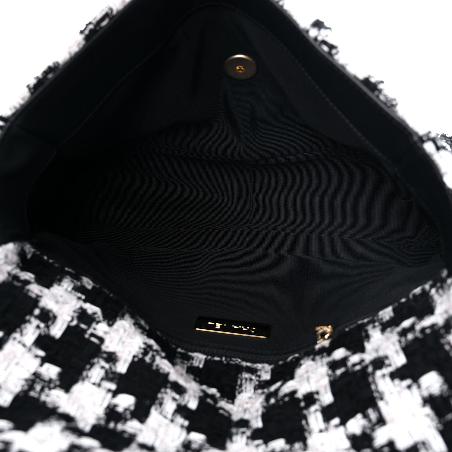Chanel Tweed Quilted Large Chanel 19 Flap Black Ecru White 4 of 10