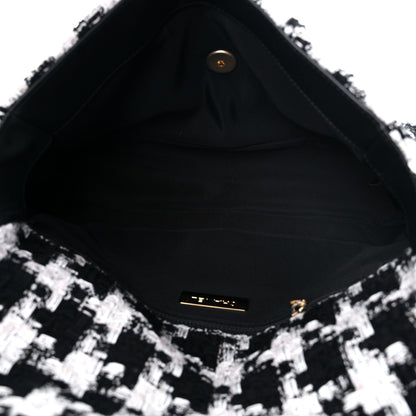 Chanel Tweed Quilted Large Chanel 19 Flap Black Ecru White 4 of 10