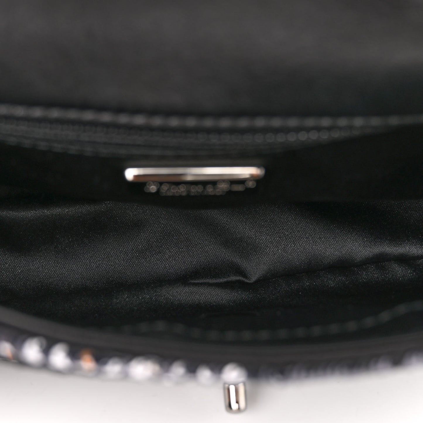 Sequin Mini Rectangular Single Flap Black Silver