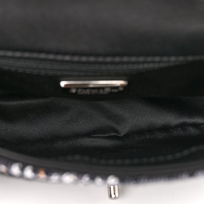 Chanel Sequin Mini Rectangular Single Flap Black Silver 5 of 10