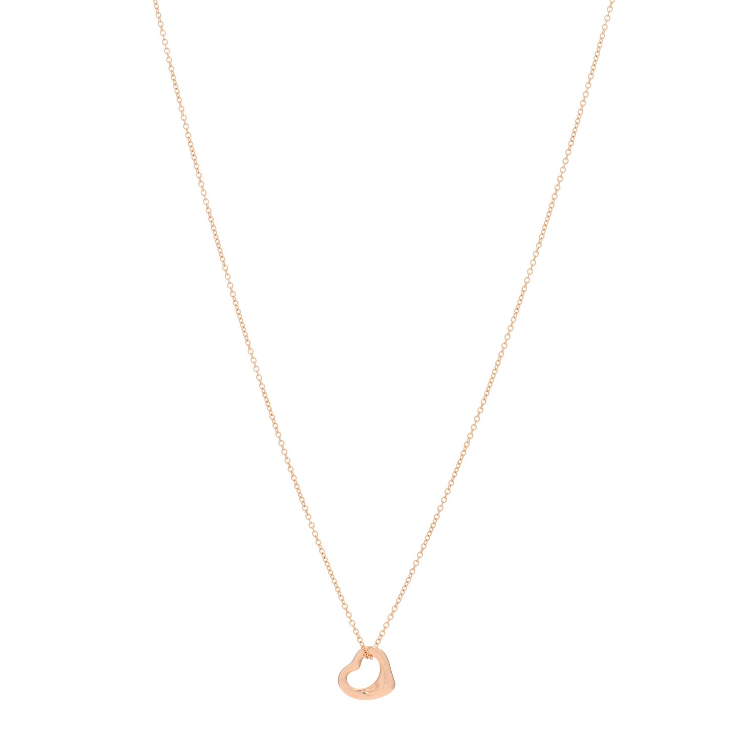 18K Rose Gold 11mm Elsa Peretti Open Heart Pendant Necklace