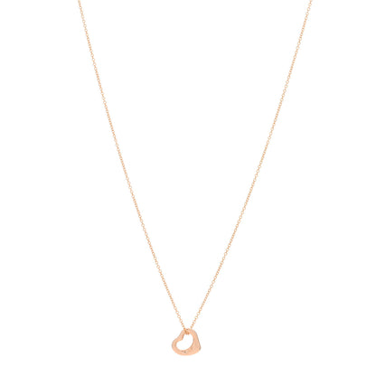 Tiffany 18K Rose Gold 11mm Elsa Peretti Open Heart Pendant Necklace 1 of 3