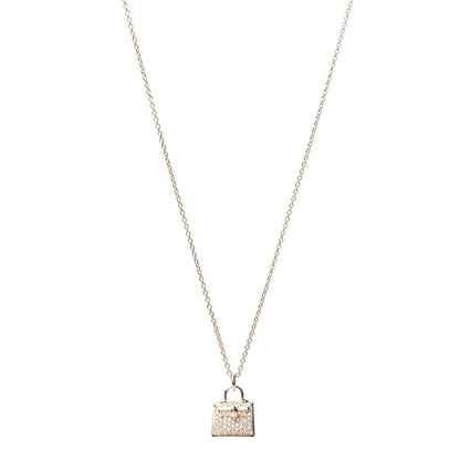 Hermes 18K Rose Gold Diamond Kelly Amulette Pendant Necklace 1 of 6
