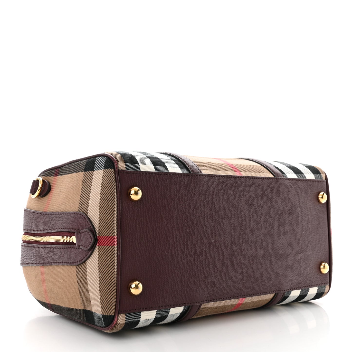 House Check Derby Calfskin Medium Alchester Bowling Bag Mahogany Red