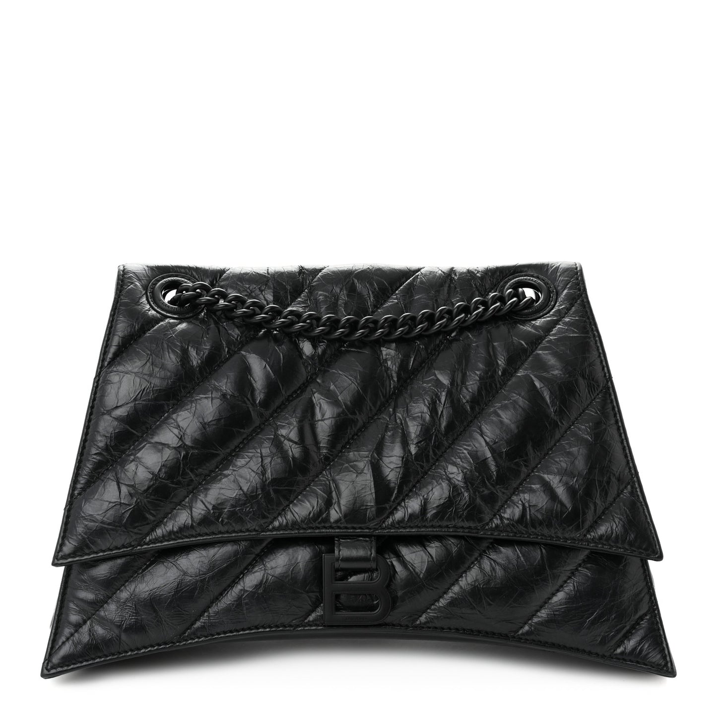 Crushed Calfskin Quilted Matte Black Hardware Medium Crush Chain Bag Black