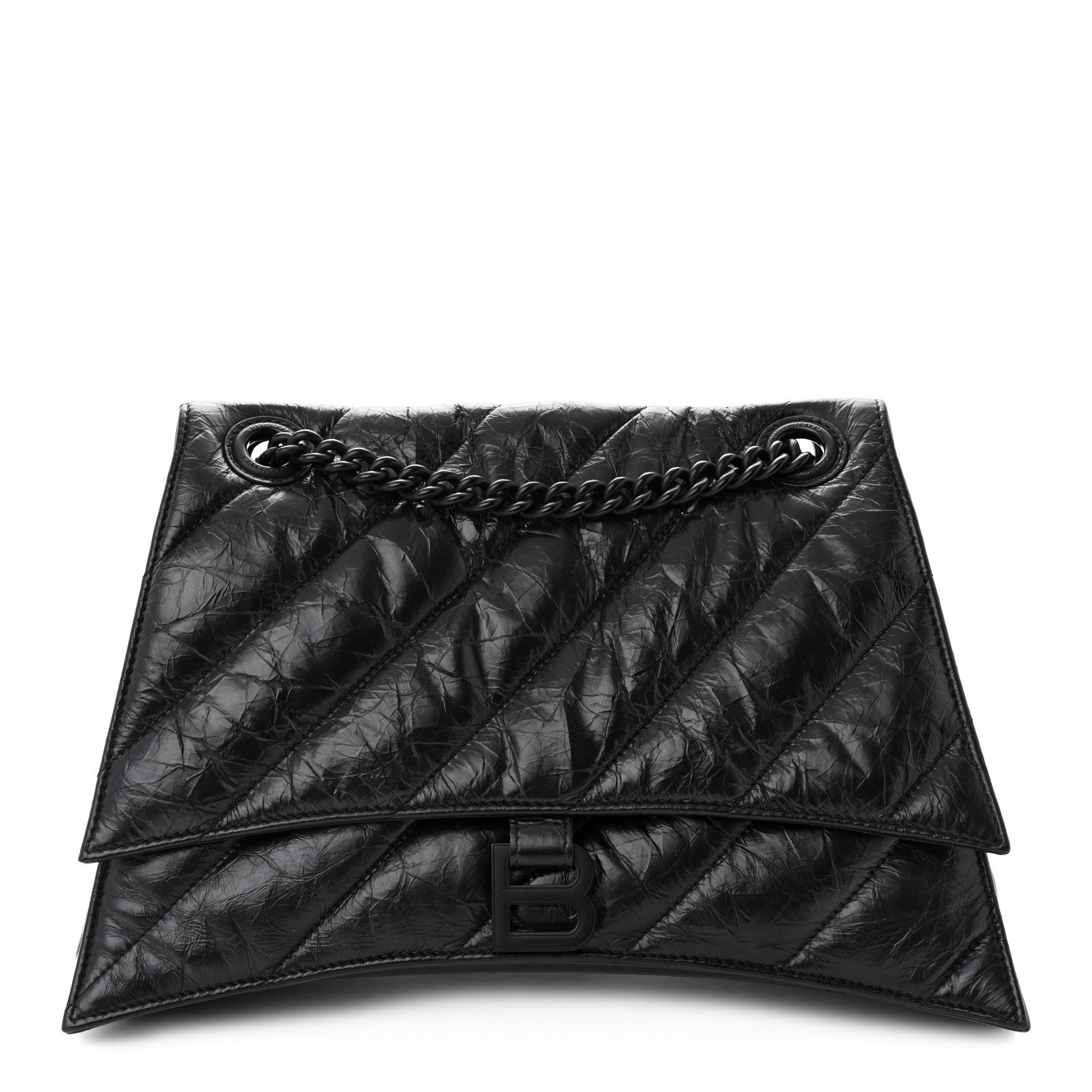 Balenciaga Crushed Calfskin Quilted Matte Black Hardware Medium Crush Chain Bag Black 1 of 10