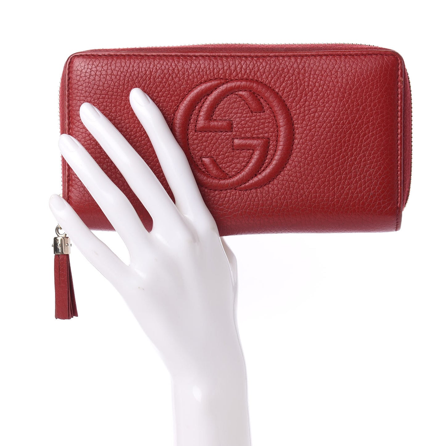 Pebbled Calfskin Soho Zip Around Wallet Red