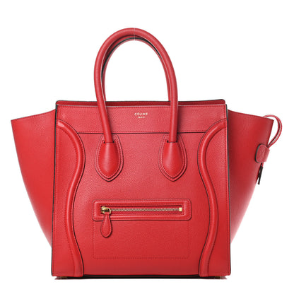 Celine Drummed Calfskin Mini Luggage Coquelicot 1 of 12