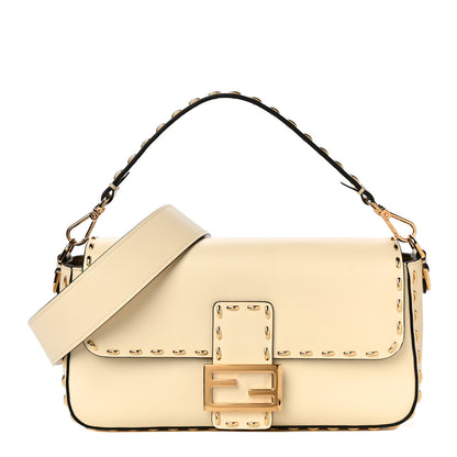 Fendi Vitello King Metal Stitch Baguette Pergamena 1 of 14